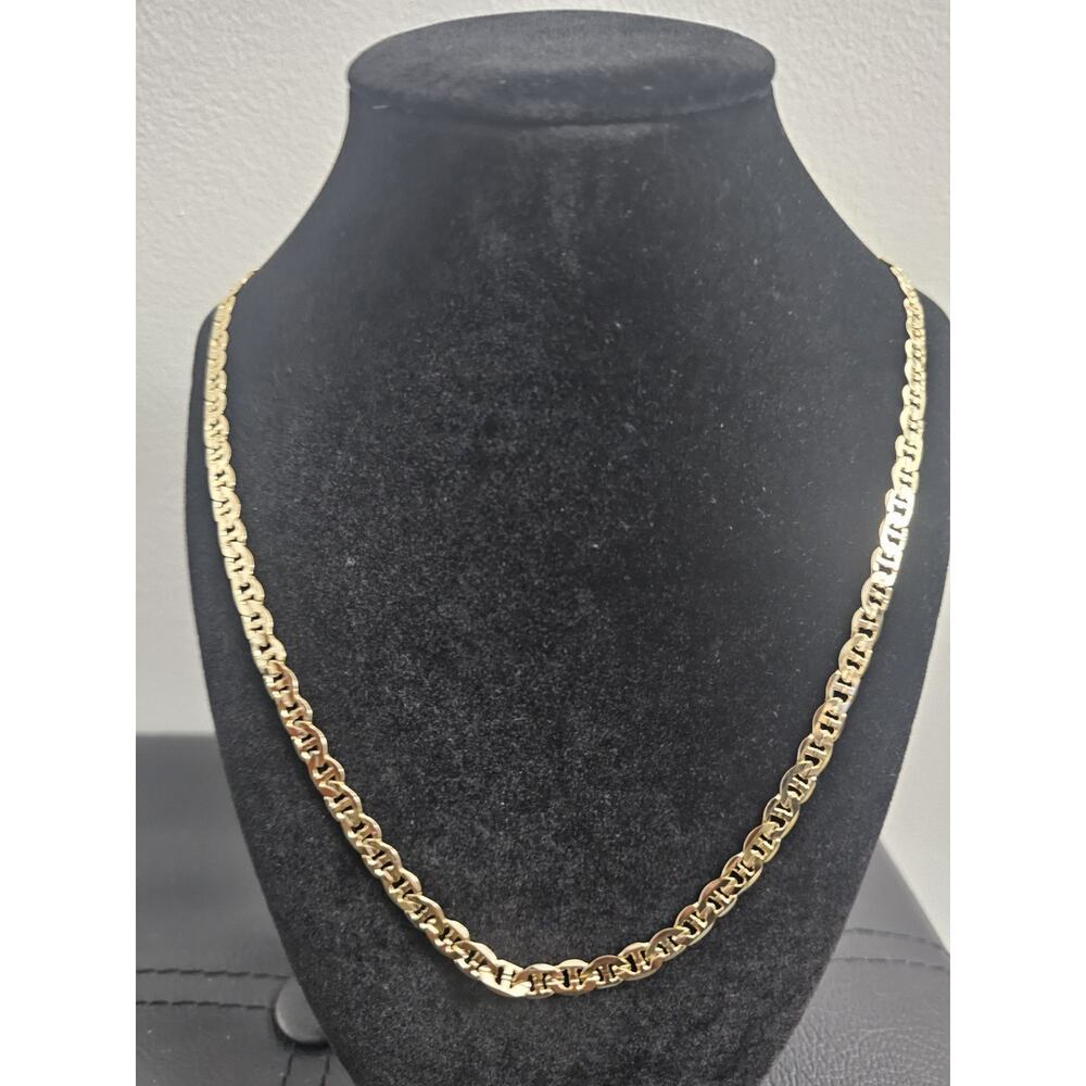24in.14k Gold-Plated on brass- 5.5mm Diamond cut MARINER Chain Necklace
